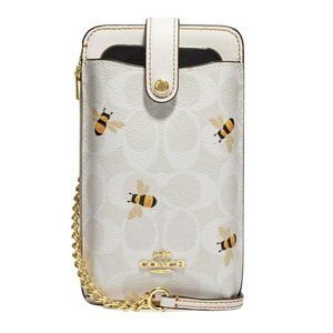 COACH Womens North/South Phone Crossbody, Gold/Chalk/Glacier White Multi